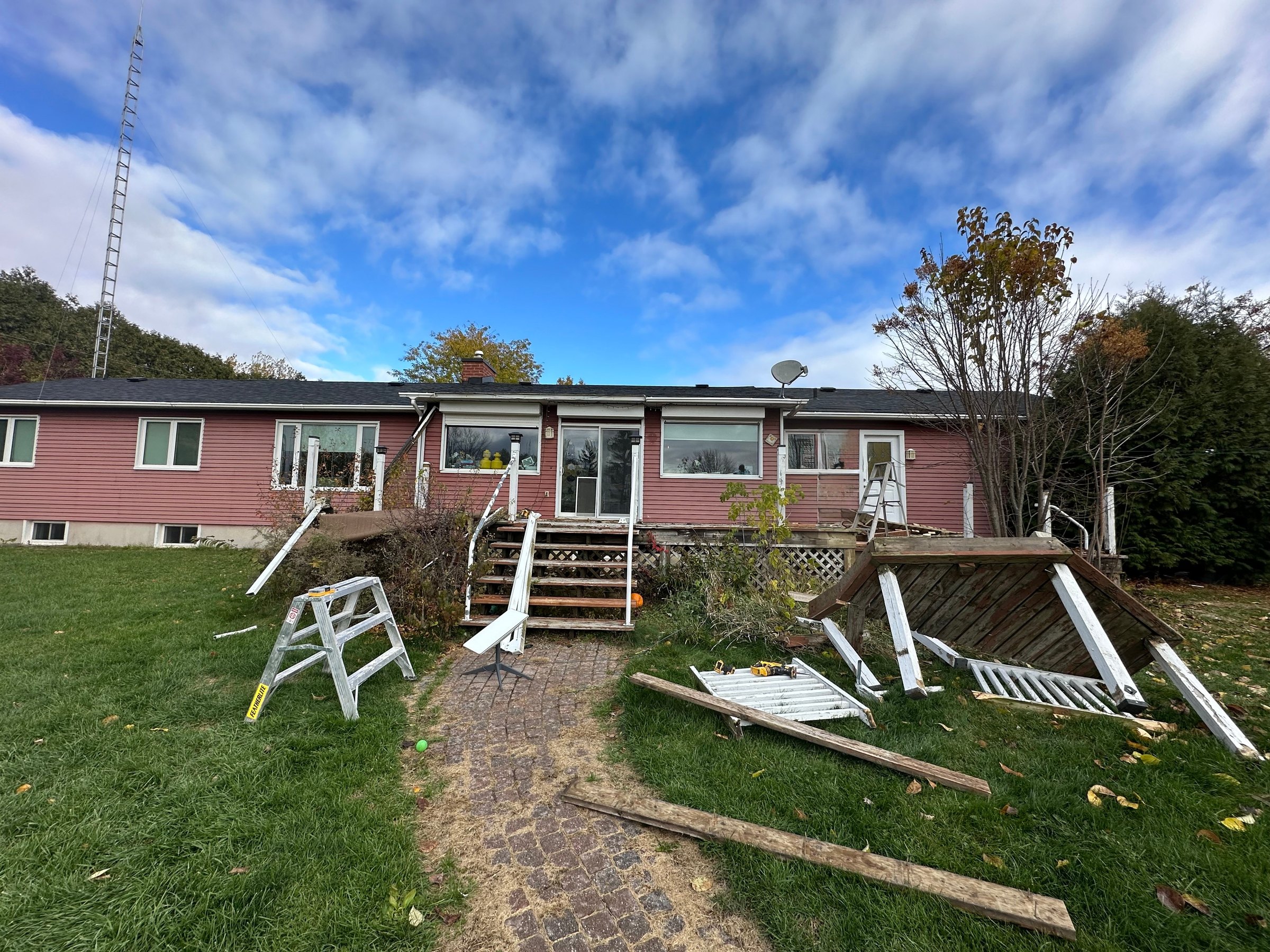 Back of the home before the covered porch rebuild