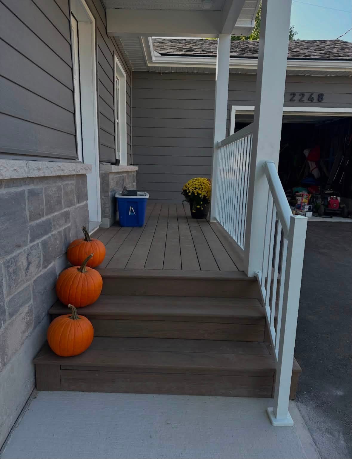Finished porch steps at a home entrance